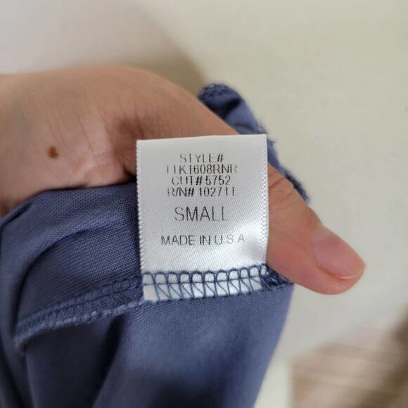 Harlowe &‎ Graham Marbled Cold Shoulder Blue Tee Small - Picture 5 of 6